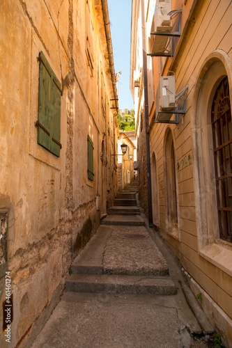 Narrow street of the old city  the ancient cities of Europe.