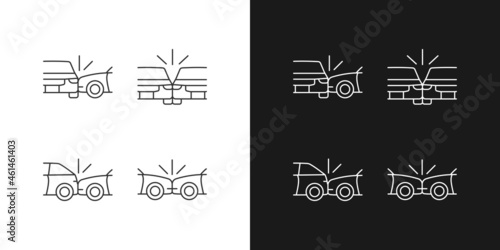 Photos Vehicle crashes linear icons set for dark and light mode