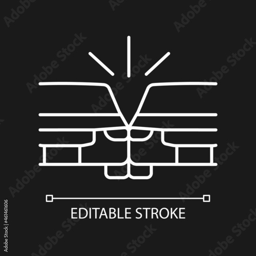 Photos Sideswipe car accident white linear icon for dark theme