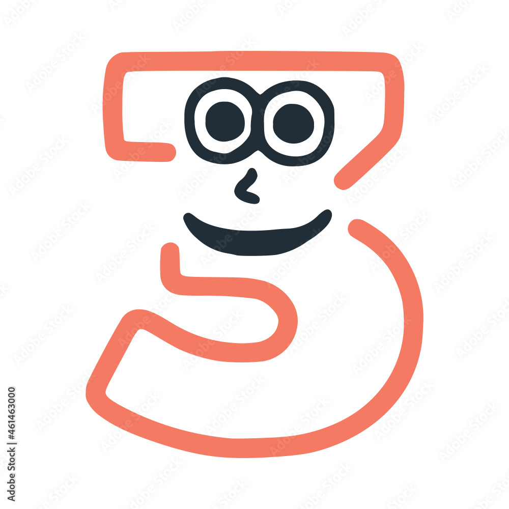 Number 3 happy smiling character, vector clip art Number 3 happy smiling character, vector clip art
