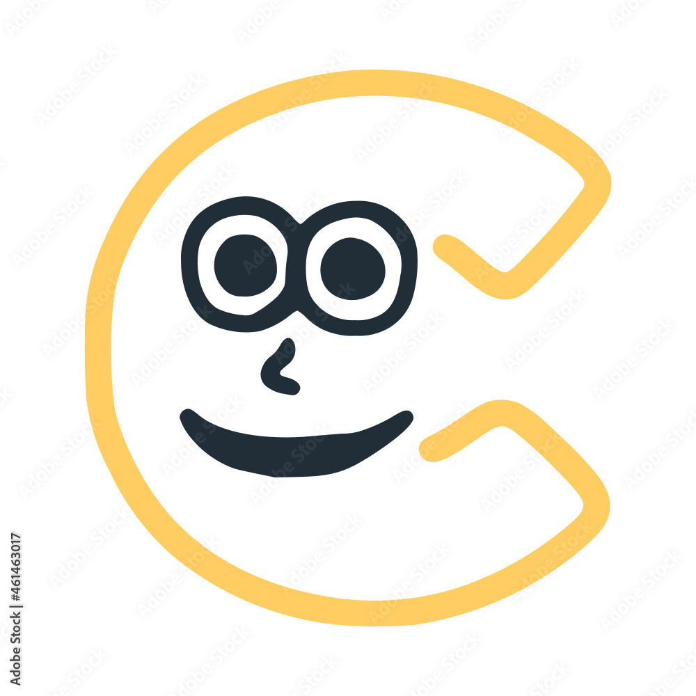 Letter c happy smiling character, vector clip art Letter c happy smiling character, vector clip art