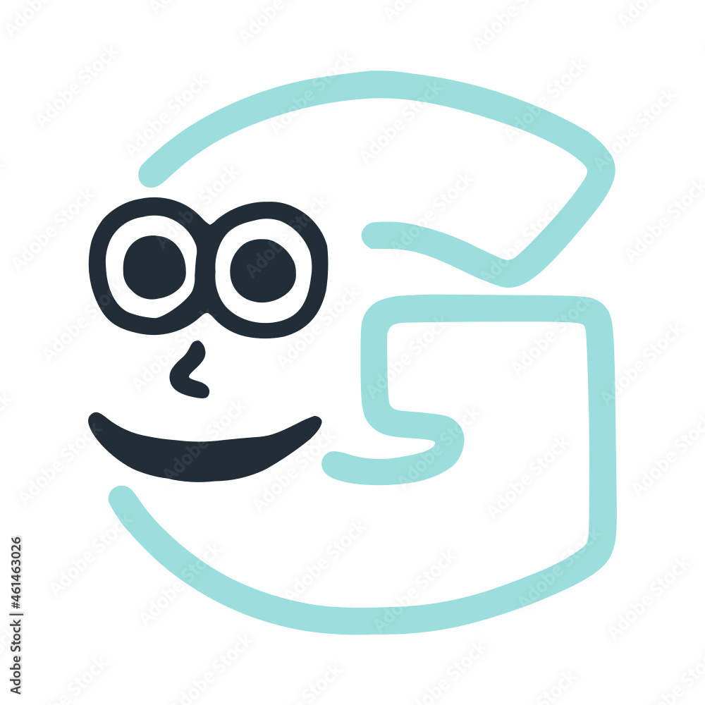 Letter g happy smiling character, vector clip art Letter g happy smiling character, vector clip art