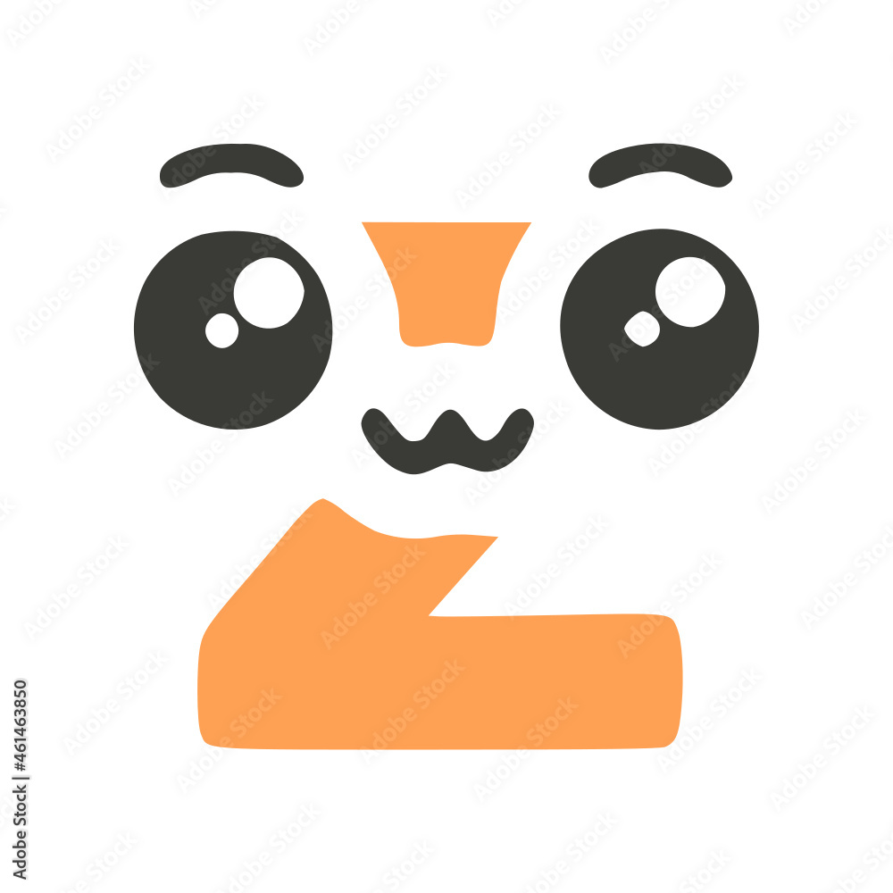 Fototapeta premium Letter z funny kawaii character with big eyes, vector clipart