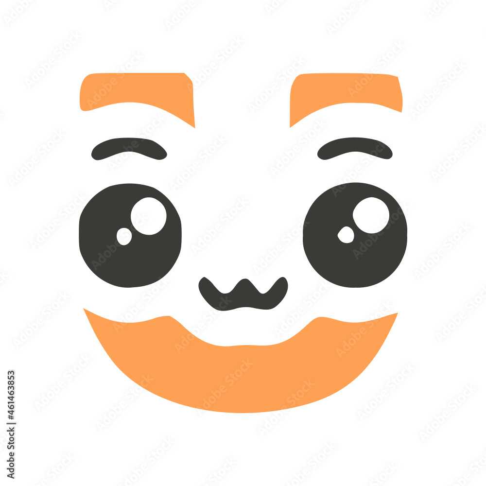 Fototapeta premium Letter u funny kawaii character with big eyes, vector clipart