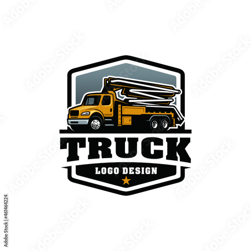 construction vehicle - concrete pump truck isolated vector