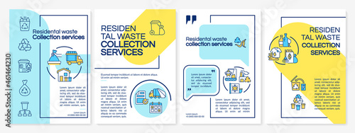 Residential waste management services brochure template. Flyer, booklet, leaflet print, cover design with linear icons. Vector layouts for presentation, annual reports, advertisement pages