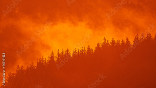 The sunset sets the Black Forest on fire