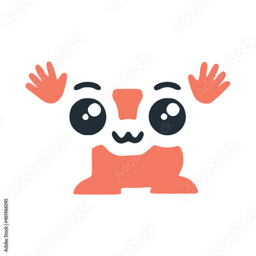 Letter b cute kawaii character with hands up, vector clipart © Vladislav
