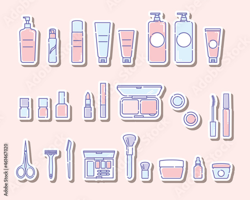 スキンケアアイテムのイラストセット