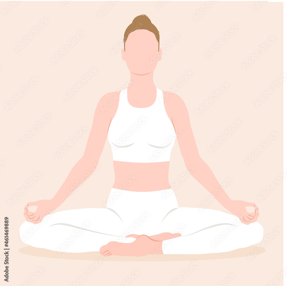 Meditation. Dark brown, light brown, pink, WHITE. Woman Meditation. Dark brown, light brown, pink, WHITE. Woman