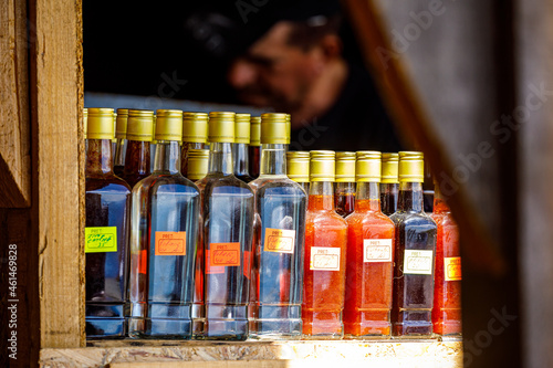 Small stores at the transalpine road in the Carpathian Mountains of romania photo