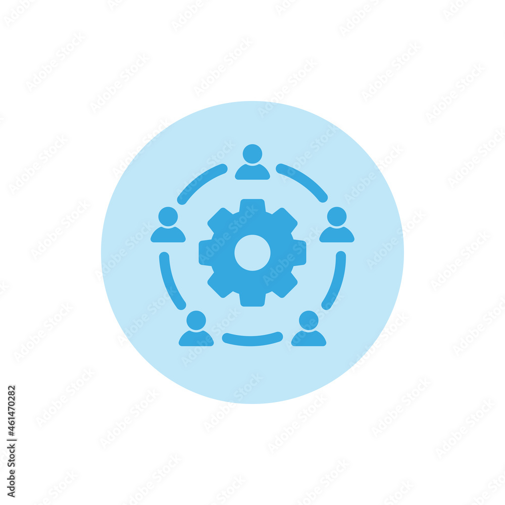 Gear with people icon. Group project or teamwork concept. Gear with people icon. Group project or teamwork concept.