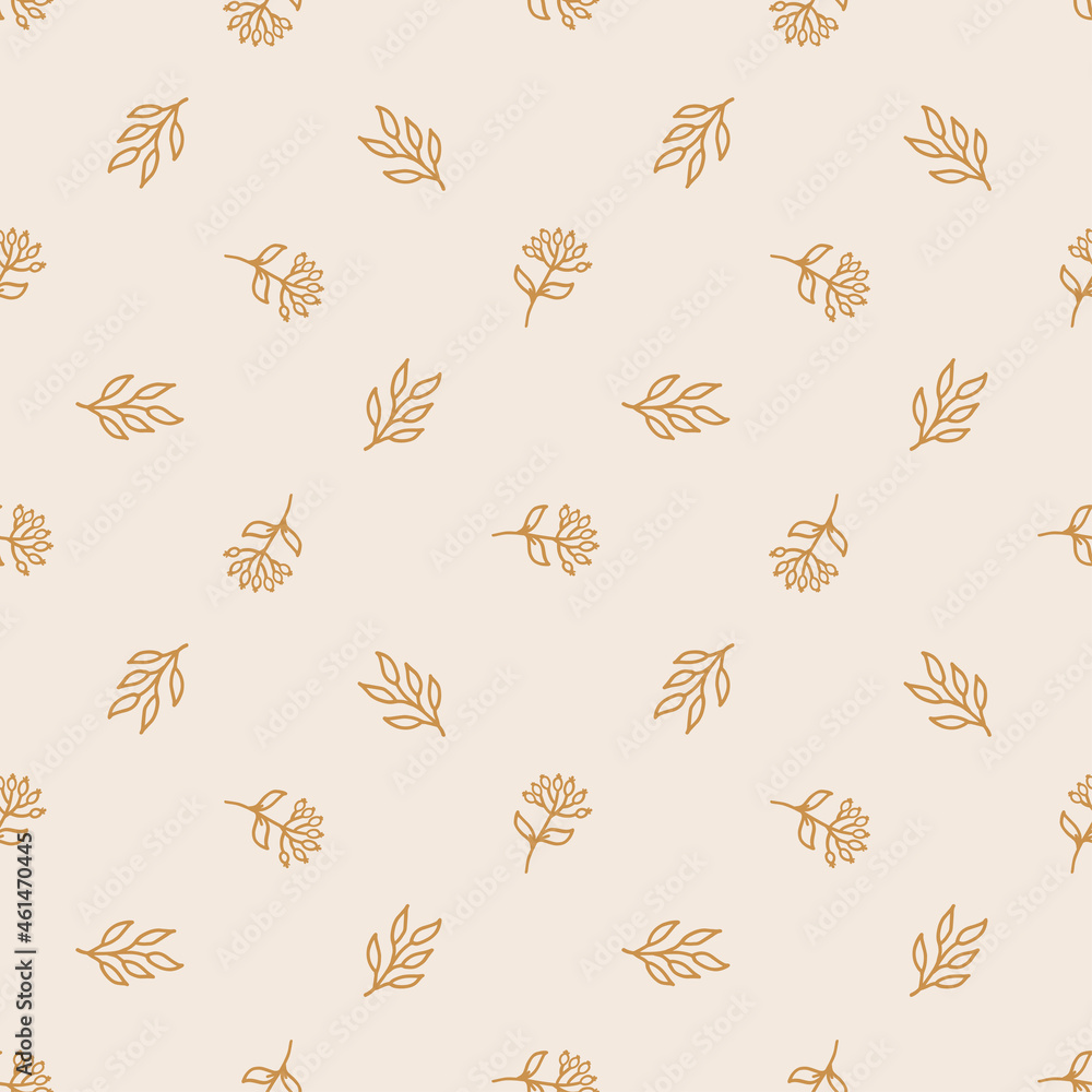 Seamless pattern with hand-drawn plants