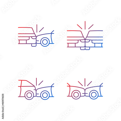 Tableau sur toile Vehicle crashes gradient linear vector icons set
