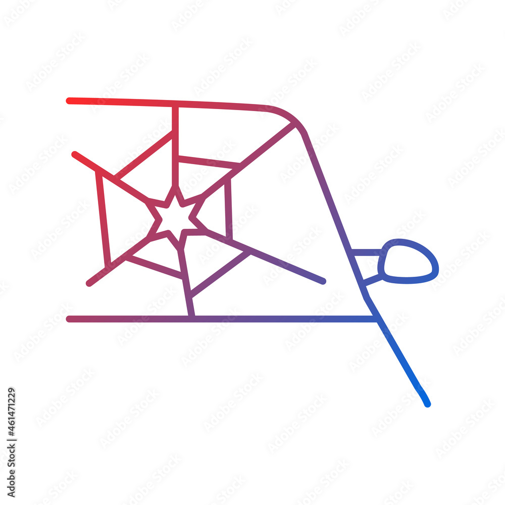 Broken car glass gradient linear vector icon. Windscreen damage. Cracked windshield. Broken vehicle windows. Thin line color symbol. Modern style pictogram. Vector isolated outline drawing Broken car glass gradient linear vector icon. Windscreen damage. Cracked windshield. Broken vehicle windows. Thin line color symbol. Modern style pictogram. Vector isolated outline drawing