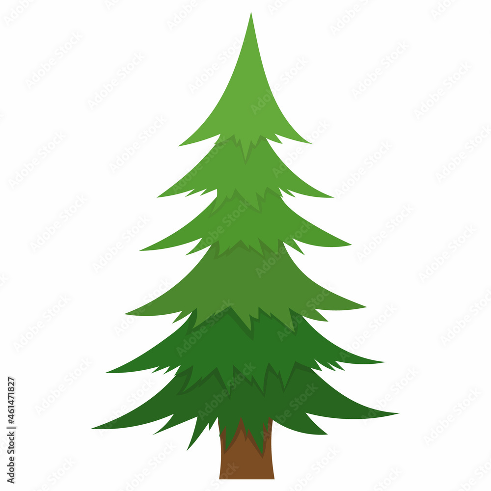 green tree in flat style, on white background, vector green tree in flat style, on white background, vector