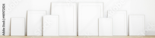 minimalist frame gallery mockup, white frames mockup, 3d render © vnmockup