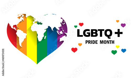 Happy Pride Day concept for LGBTQ community. LGBT Pride Typography Vector. Pride Text with LGBTQ Rainbow Flag Color.