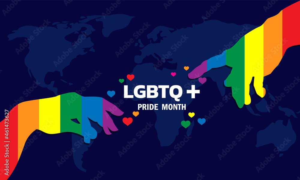 Happy Pride Day concept for LGBTQ community. LGBT Pride Typography Vector. Pride Text with LGBTQ Rainbow Flag Color.