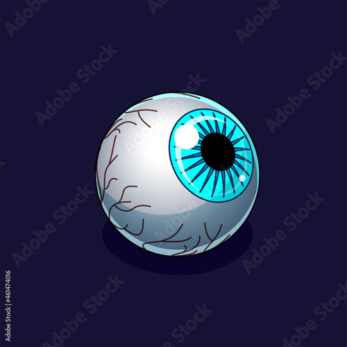 Isometric blue eyeball on a dark background