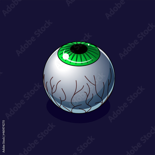 Isometric green eyeball on a dark background