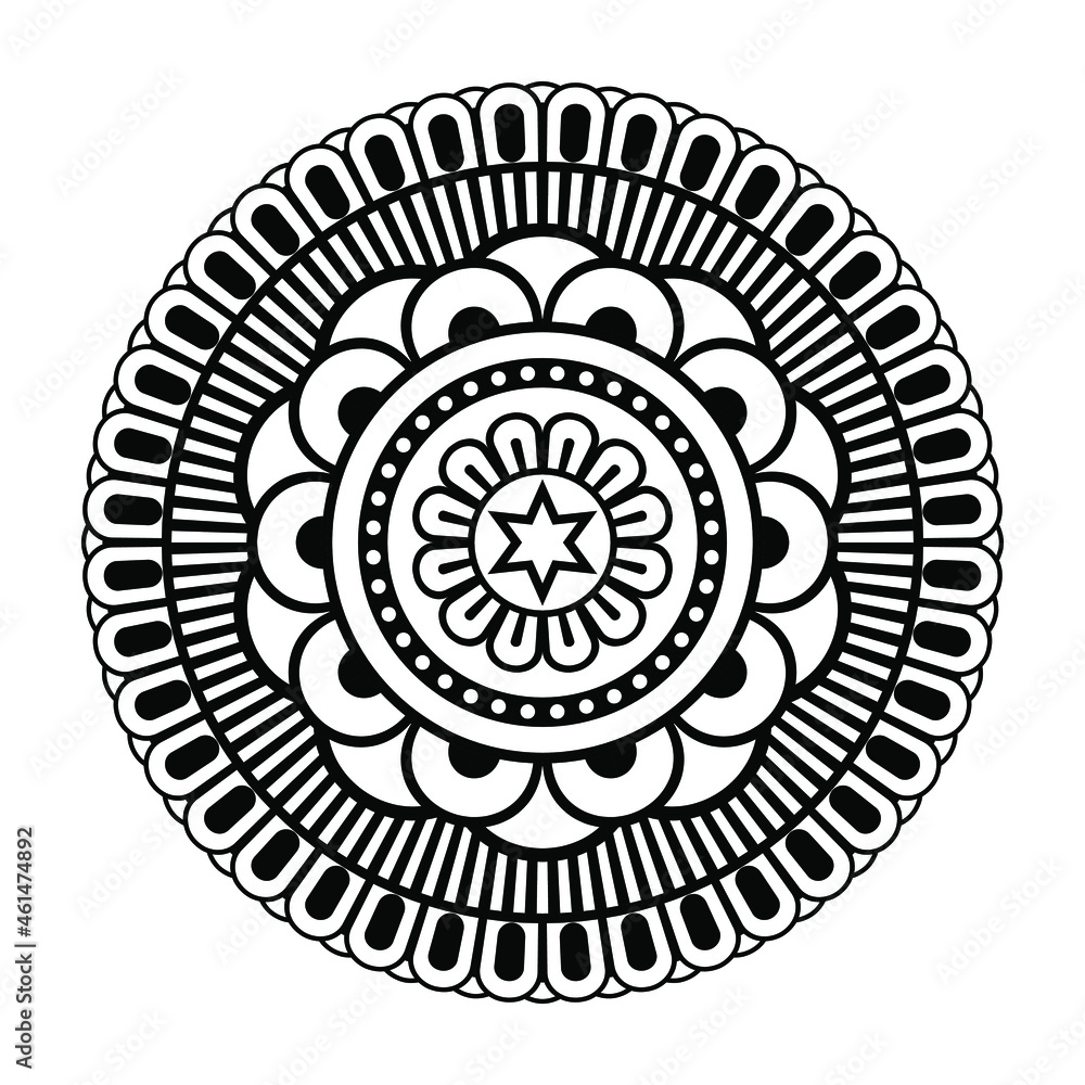 Isolated mandala in vector. Round pattern in white and black colors. Vintage decorative element for card design Isolated mandala in vector. Round pattern in white and black colors. Vintage decorative element for card design