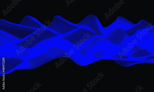 Abstract Blue Wave Set on Transparent Background. Vector Illustration