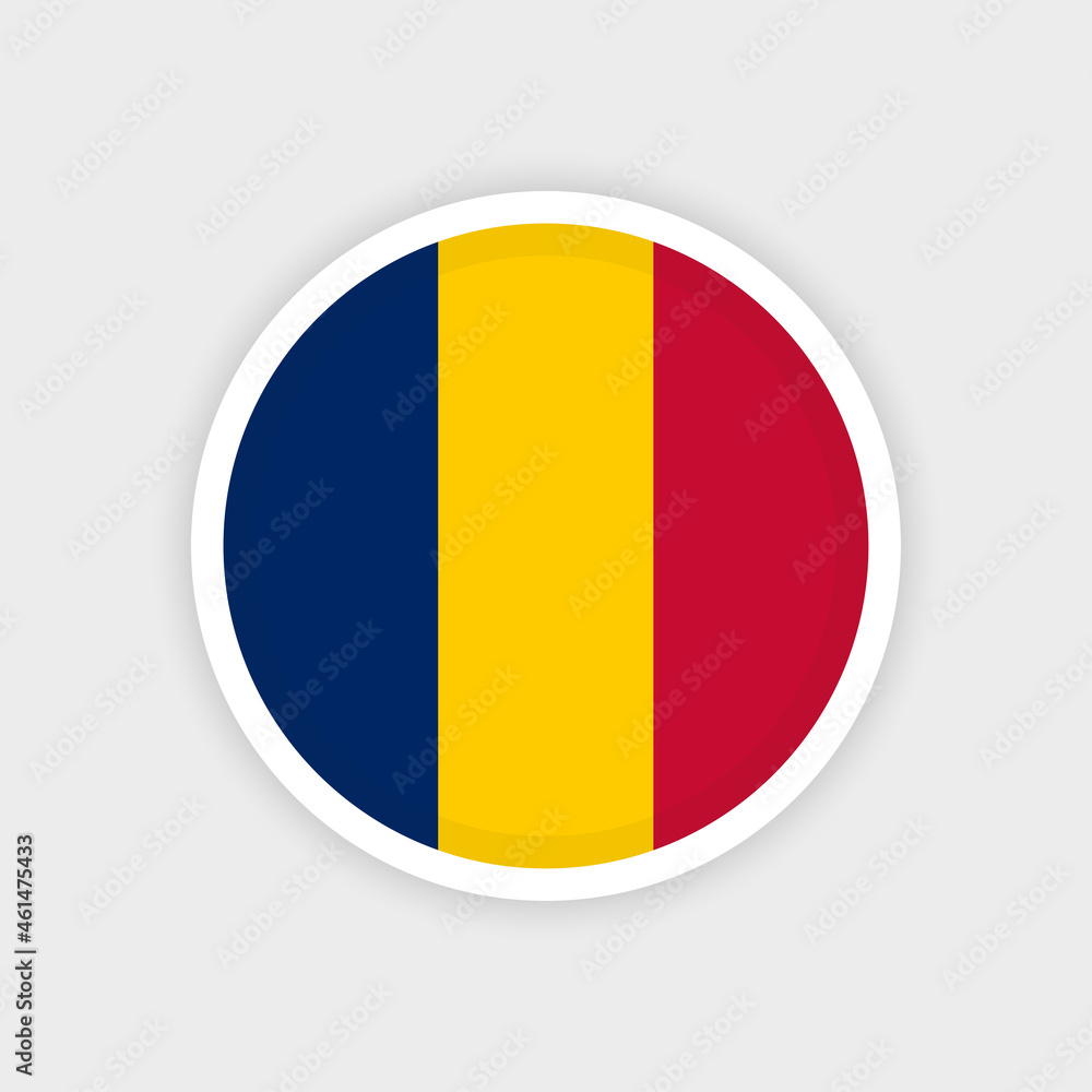 Flag of Chad with circle frame and white background