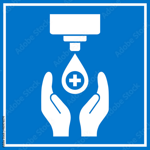 Hands sanitizer icon, sanitizing station sign