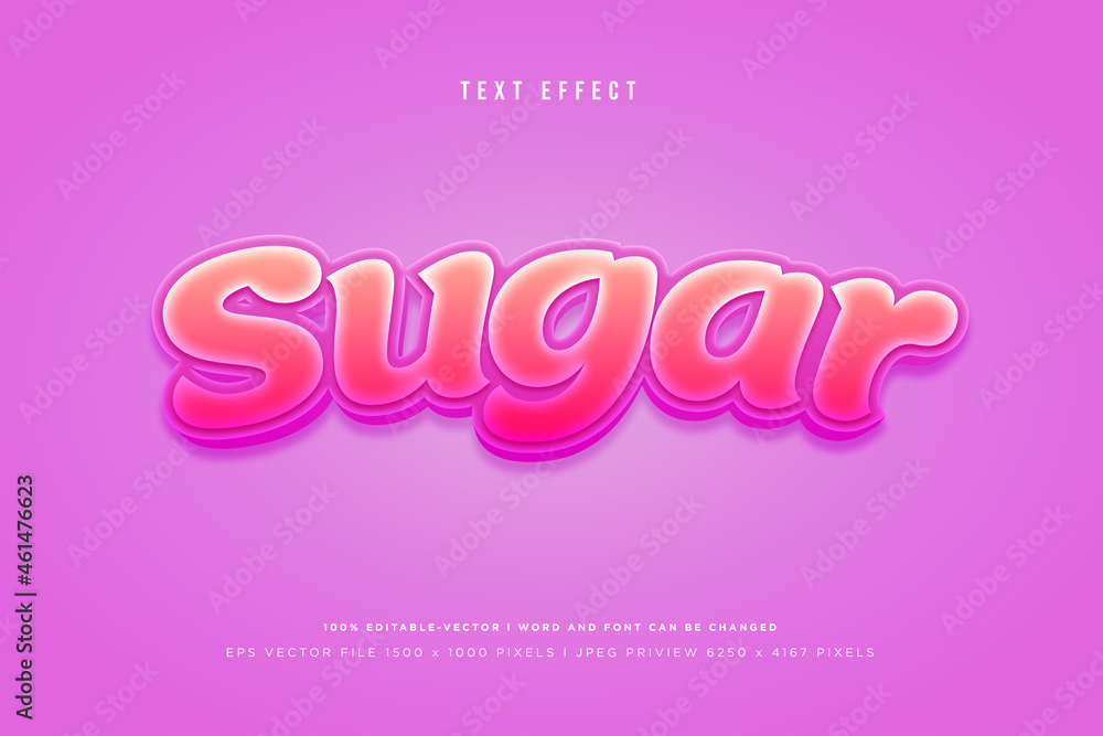 Sugar 3d text effect on pink background Sugar 3d text effect on pink background