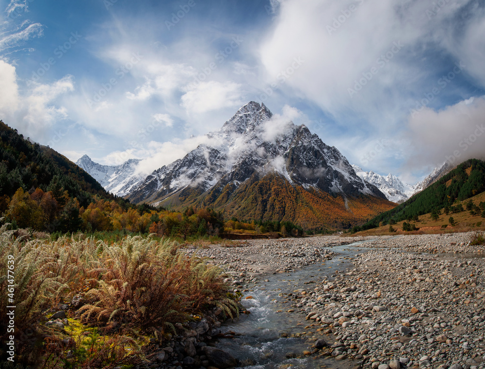 The Tikhtengen mountain massif in the Kabardino-Balkarian nature reserve in the Caucasus The Tikhtengen mountain massif in the Kabardino-Balkarian nature reserve in the Caucasus