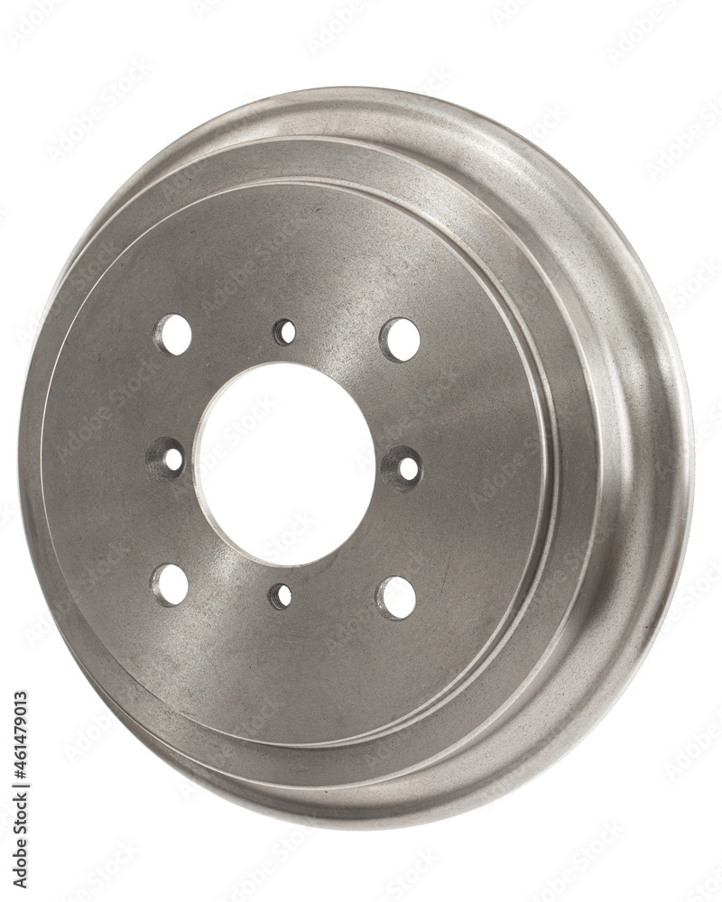Rear car brake drum, isolated on white background Rear car brake drum, isolated on white background