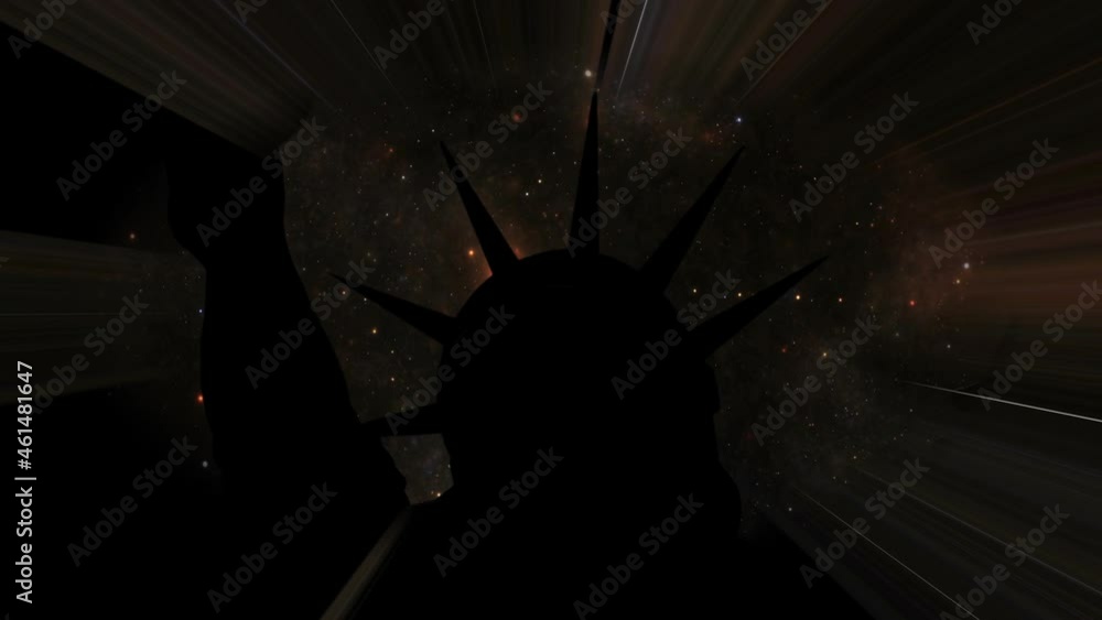 Statue of liberty against Stars in the night with light rays Statue of liberty against Stars in the night with light rays
