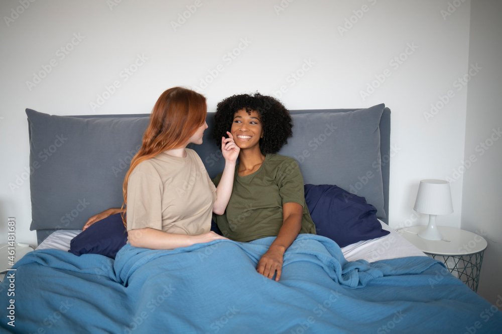 Fototapeta premium Lesbian couple at home, LGBT, concept 