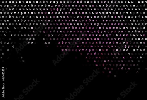 Dark pink, green vector cover with english symbols.