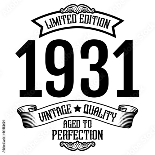 vintage 1931 Aged to perfection, 1931 birthday typography design for T-shirt