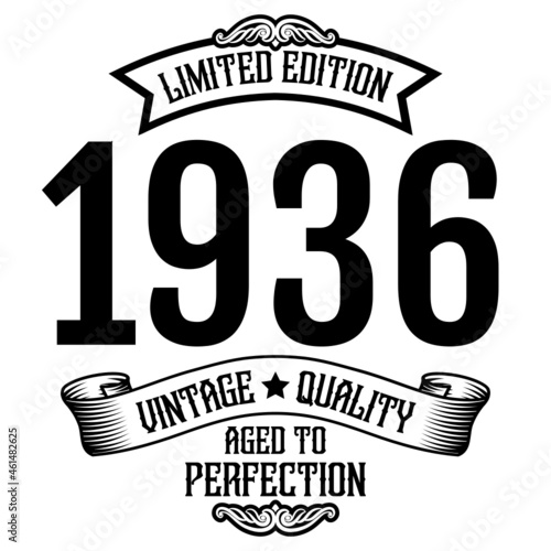 vintage 1936 Aged to perfection, 1936 birthday typography design for T-shirt