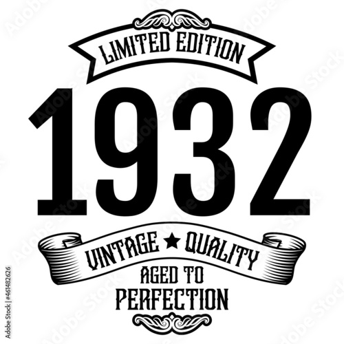 vintage 1932 Aged to perfection, 1932 birthday typography design for T-shirt