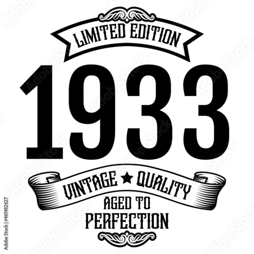 vintage 1933 Aged to perfection, 1933 birthday typography design for T-shirt