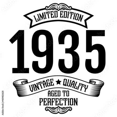 vintage 1935 Aged to perfection, 1935 birthday typography design for T-shirt