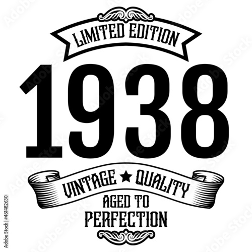 vintage 1938 Aged to perfection, 1938 birthday typography design for T-shirt