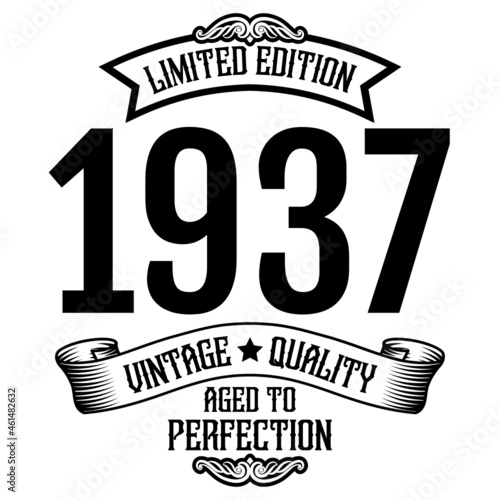 vintage 1937 Aged to perfection, 1937 birthday typography design for T-shirt