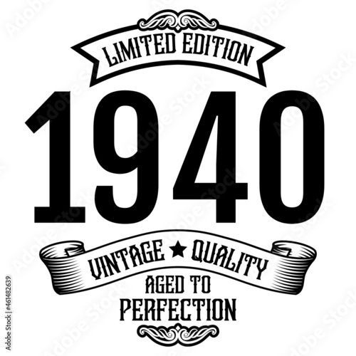vintage 1940 Aged to perfection, 1940 birthday typography design for T-shirt