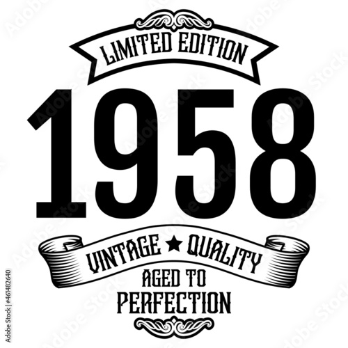 vintage 1958 Aged to perfection, 1958 birthday typography design for T-shirt