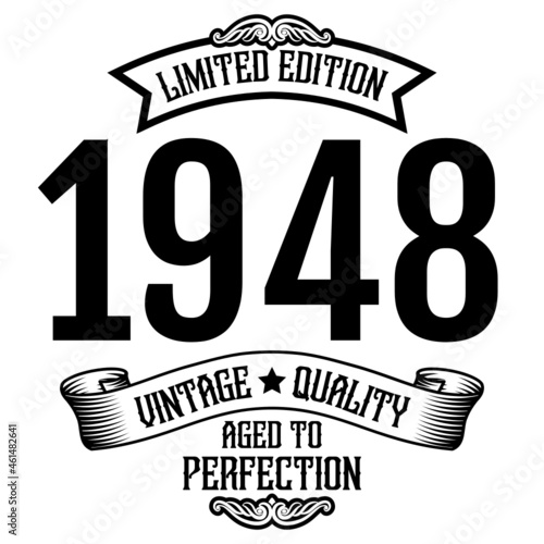 vintage 1948 Aged to perfection, 1948 birthday typography design for T-shirt