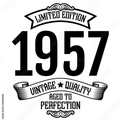 vintage 1957 Aged to perfection, 1957 birthday typography design for T-shirt