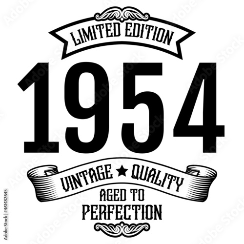 vintage 1954 Aged to perfection, 1954 birthday typography design for T-shirt