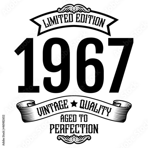 vintage 1967 Aged to perfection, 1967 birthday typography design for T-shirt
