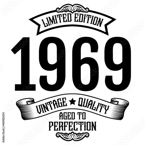 vintage 1969 Aged to perfection, 1969 birthday typography design for T-shirt