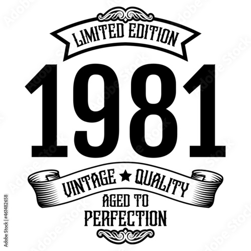 vintage 1981 Aged to perfection, 1981 birthday typography design for T-shirt